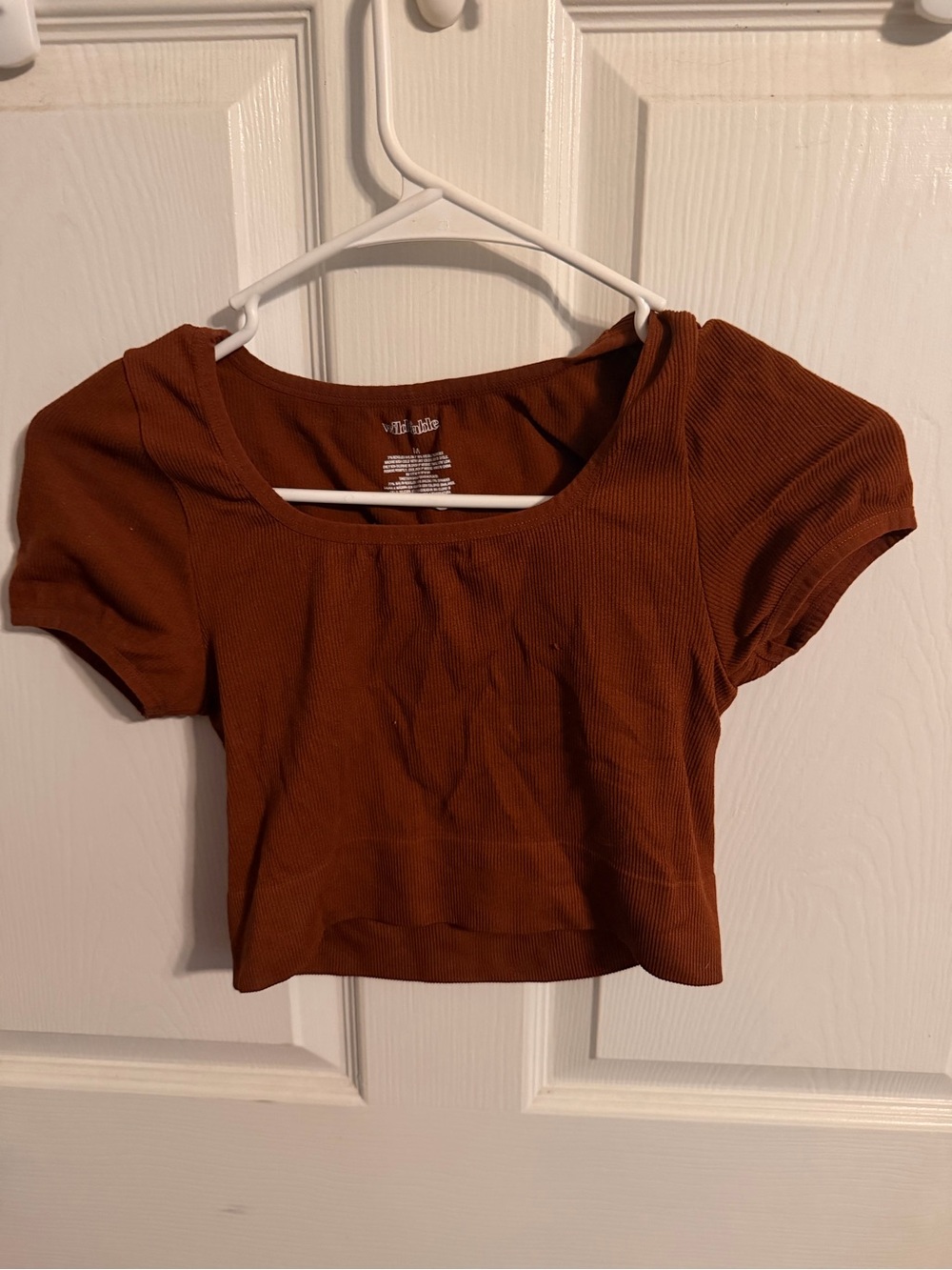 wild fable Rust Ribbed Scoop Neck Crop Top